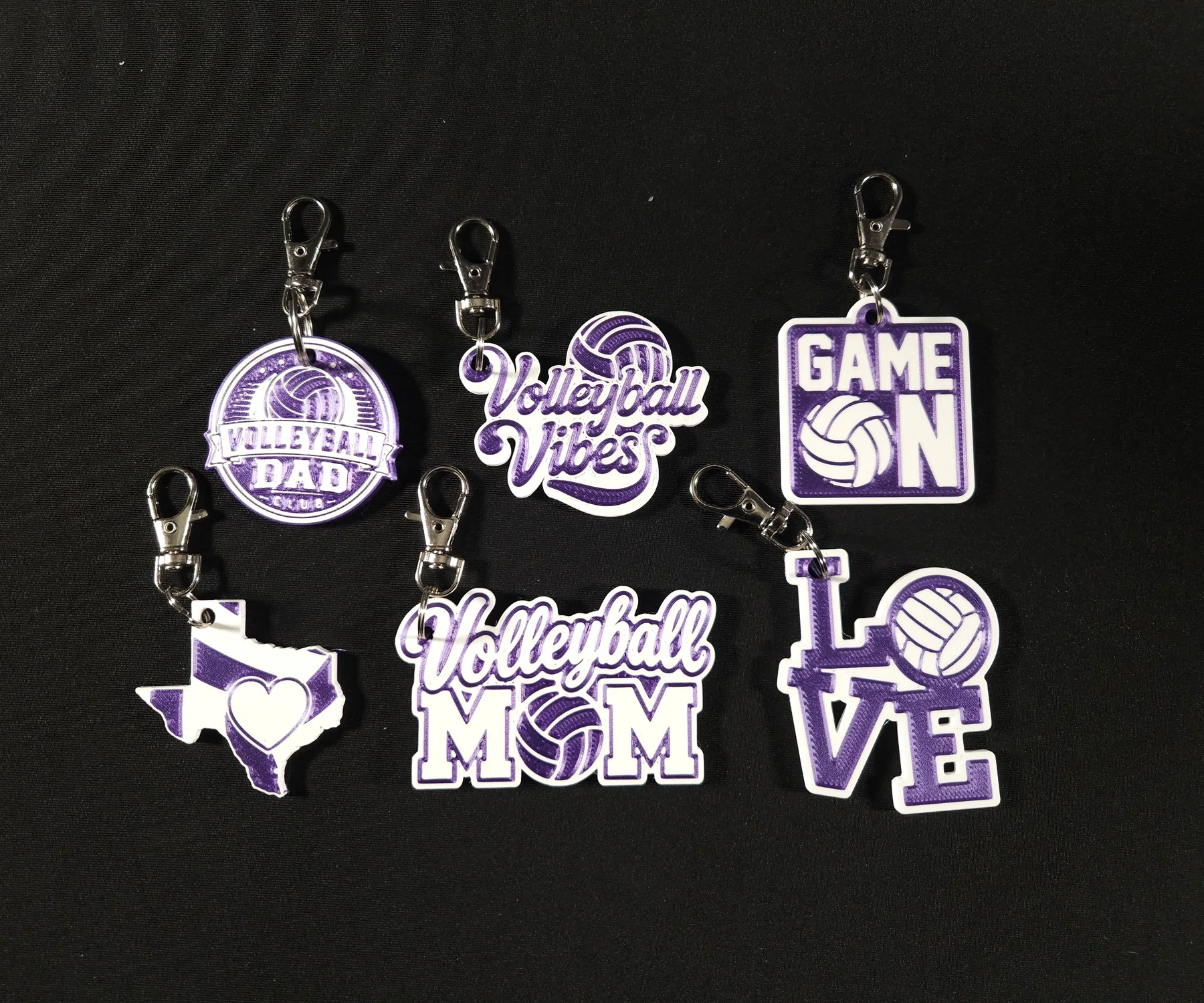 Assortment of real personalized sports keychains